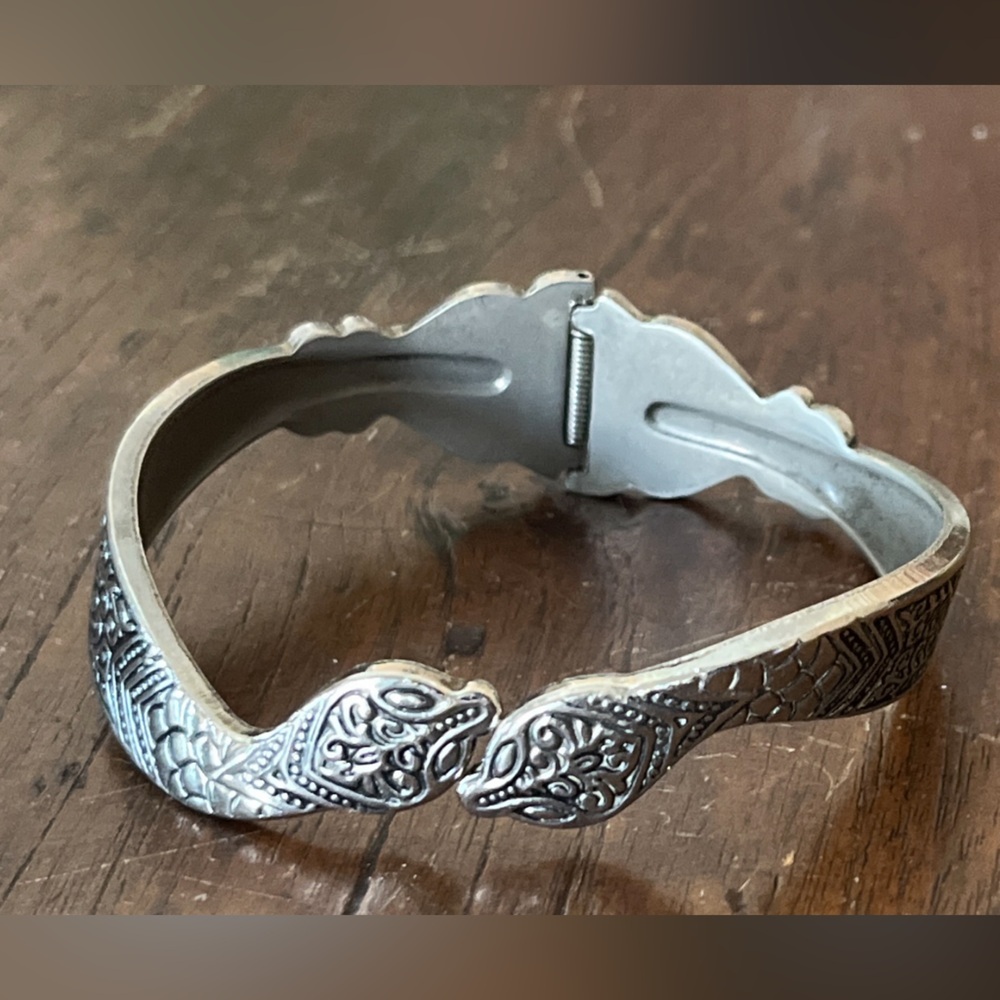 Vintage Hinged Snake Cuff Clamper Bracelet